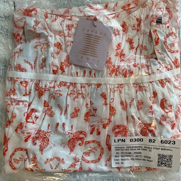 Savage X Fenty Roasted Red Fresh Ink Underpinnings Babydoll Slip - Picture 8 of 15